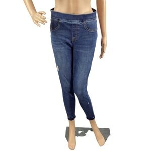 Spanx Pull-On Distressed Skinny Jeans Medium Blue Size M